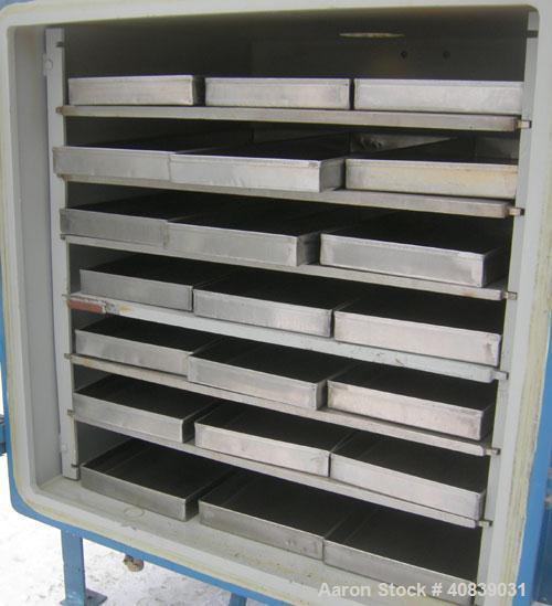 Used Stokes Vacuum Shelf Dryer, Model 338-H, Approximately 73.3 Square Feet, Carbon Steel. (6) 44" Wide x 40" deep x 1" thick jacketed shelves, (5) 304 stainless steel. 5-1/2" spacing between shelves...