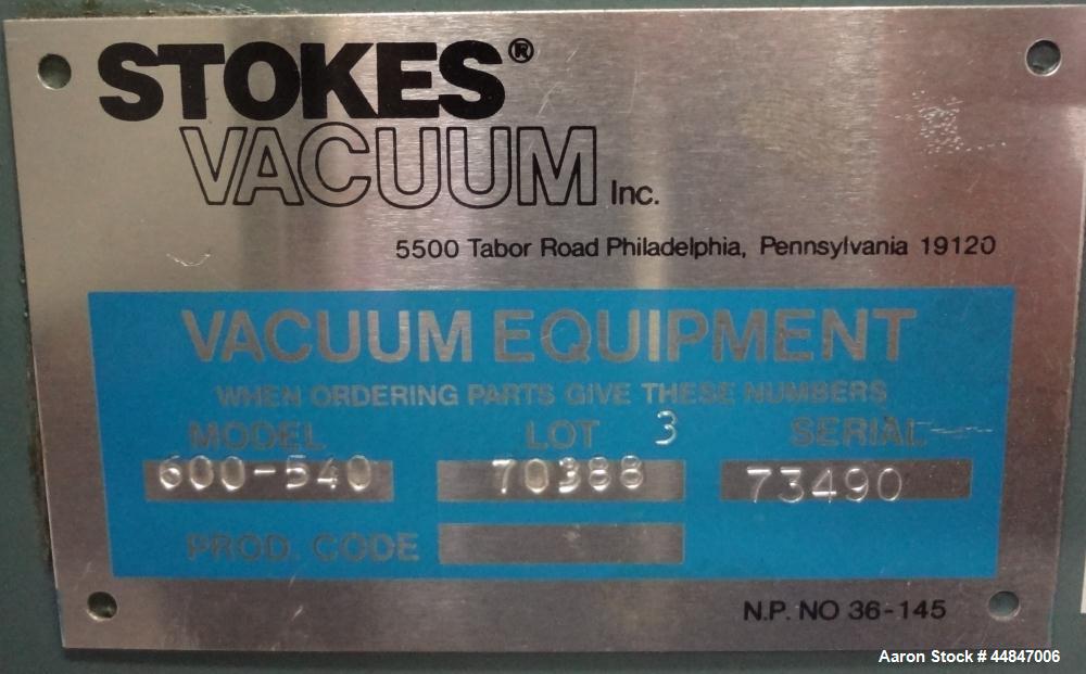 Used Carbon Steel Stokes Vacuum Shelf Dryer, Model 338F-4