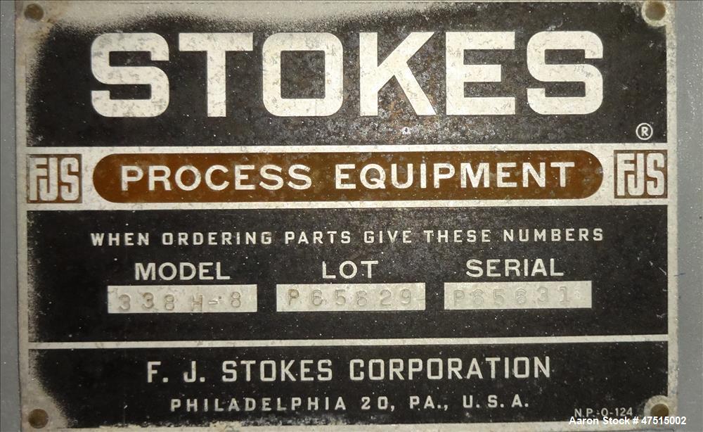 Used Stokes Vacuum Shelf Dryer, Model 338H-8, 97.8 Square Feet, Carbon Steel.