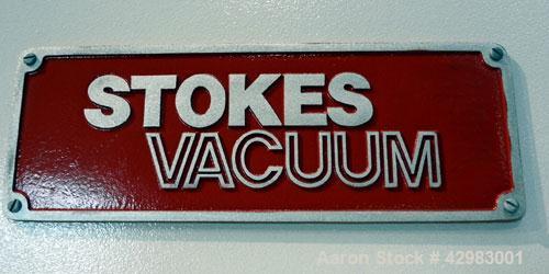 Used Stokes Vacuum Shelf Dryer, Model 338J-22. Approximately 268.8 square feet shelf area, 304 stainless steel. (22) 44" wide x 40" deep x 3/4" thick 304 stainless steel shelves, rated 50 psi at 650 ...