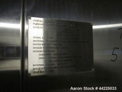 Used Stainless Steel Stokes Vacuum Shelf Dryer, Model 900-438-305