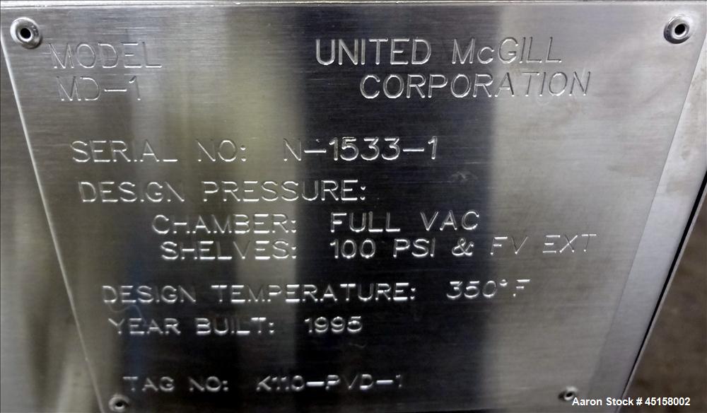 Used United McGill Vacuum Shelf Dryer, Model MD-1