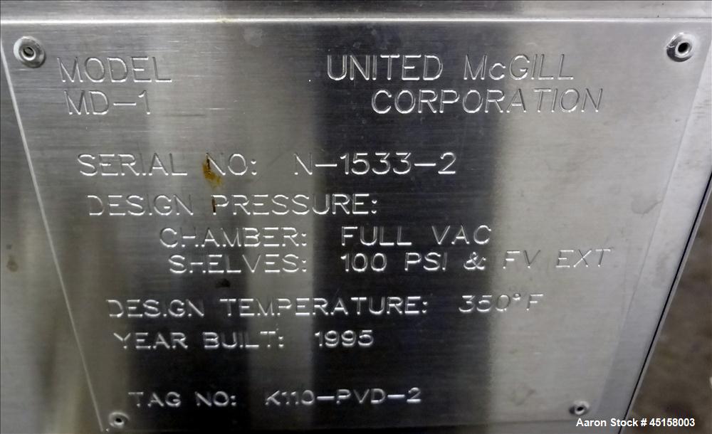 Used United McGill Vacuum Shelf Dryer, Model MD-1