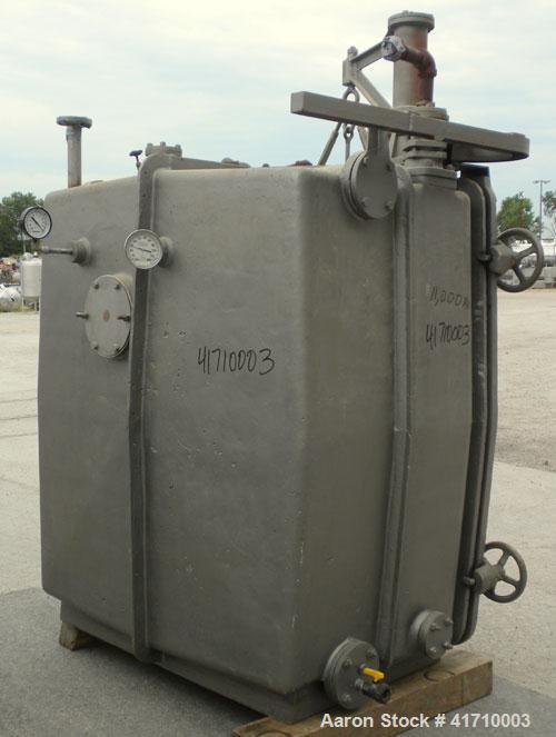 Used Von Roll Vacuum Shelf Dryer, approximately 183 square feet, carbon steel. (15) 48-3/4" wide x 35" deep jacketed coated shelves. 3" spacing between shelves. Internal chamber approximately 50" wid...