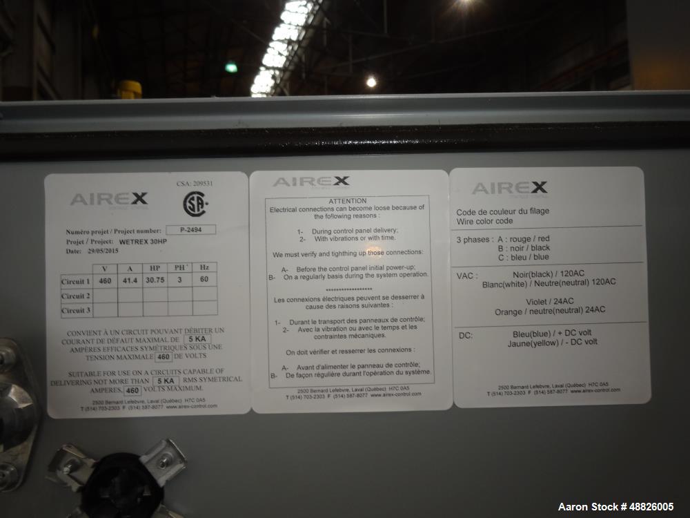 Used Airex Wetrex Series Wet Dust Collector, Model Wetrex-10, Carbon Steel.