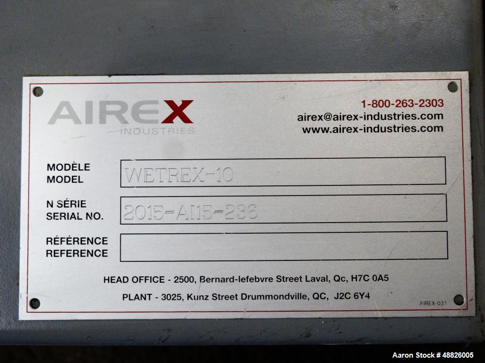 Used Airex Wetrex Series Wet Dust Collector, Model Wetrex-10, Carbon Steel.
