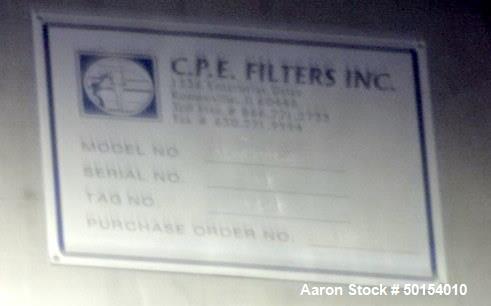 Used- C.P.E. Filters Bag house, Stainless Steel. Approximate 74" x 96" x 60", cone bottom. Includes fan.