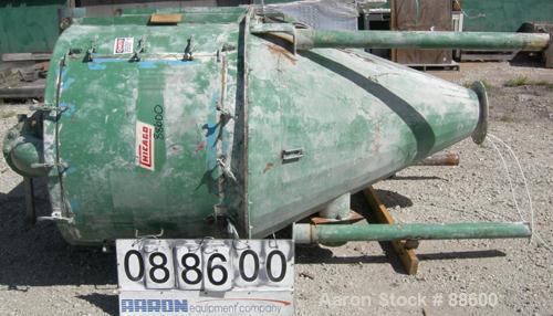 USED: Chicago Conveyor Corp. envelope pneumatic shaker type dust collector, carbon steel, approximate 100 square feet filter area. Oval housing measures 45" x 90" x 36" straight side x 68" cone botto...