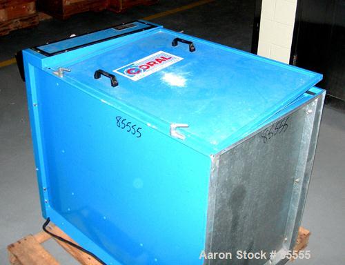 Used Coral Jet Clean Cartridge Type Dust Collector, Carbon Steel. (1) Approximately 12" diameter x 26" long filter. Top mounted 1 hp, 1/60/115 volt, 3450 rpm blower. Front access door.