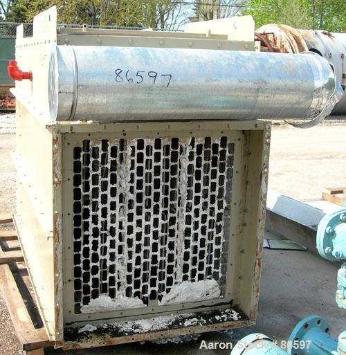 Used DCE Dalamatic Automatic Reverse Jet Cased Dust Collector, Model DLM 1/2/15. 320 square feet filter area. Carbon steel housing measures 40" x 57" x 90" long. Includes bottom hopper, stand and a N...