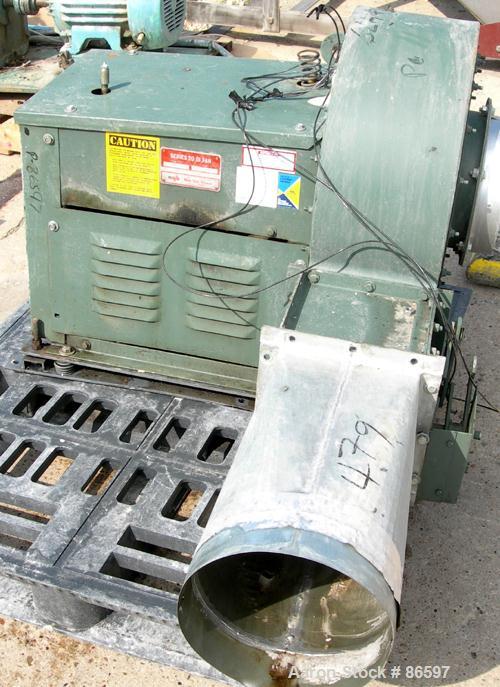 Used DCE Dalamatic Automatic Reverse Jet Cased Dust Collector, Model DLM 1/2/15. 320 square feet filter area. Carbon steel housing measures 40" x 57" x 90" long. Includes bottom hopper, stand and a N...