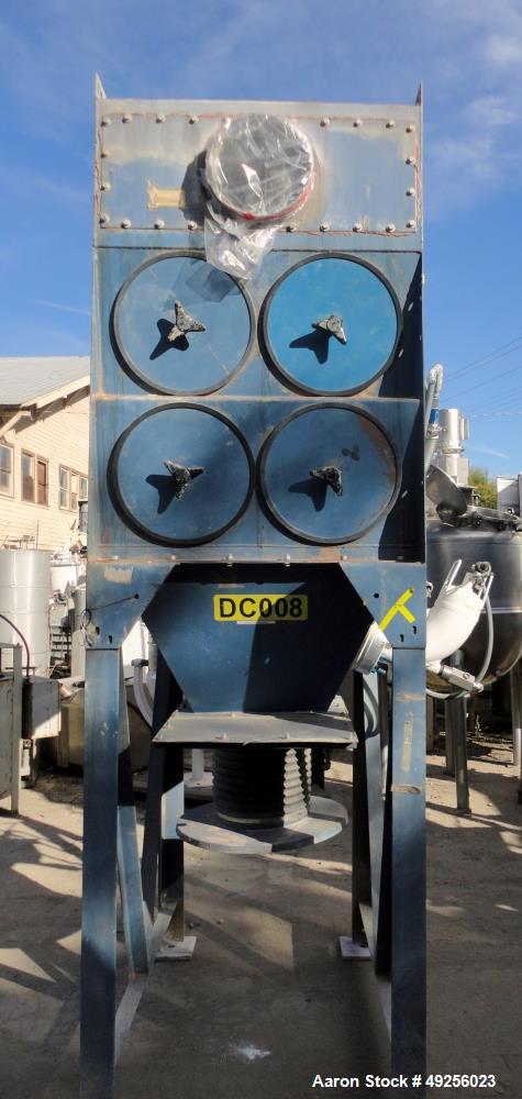 Used Donaldson Torit Model 2DF8 Cartridge Dust Collector, Holds (8) cartridge filters 26" long, Part number 8PP-22269-00, Total Filter Media Area: 1,808 square feet, 4,000 CFM, Complete with (4) auto...