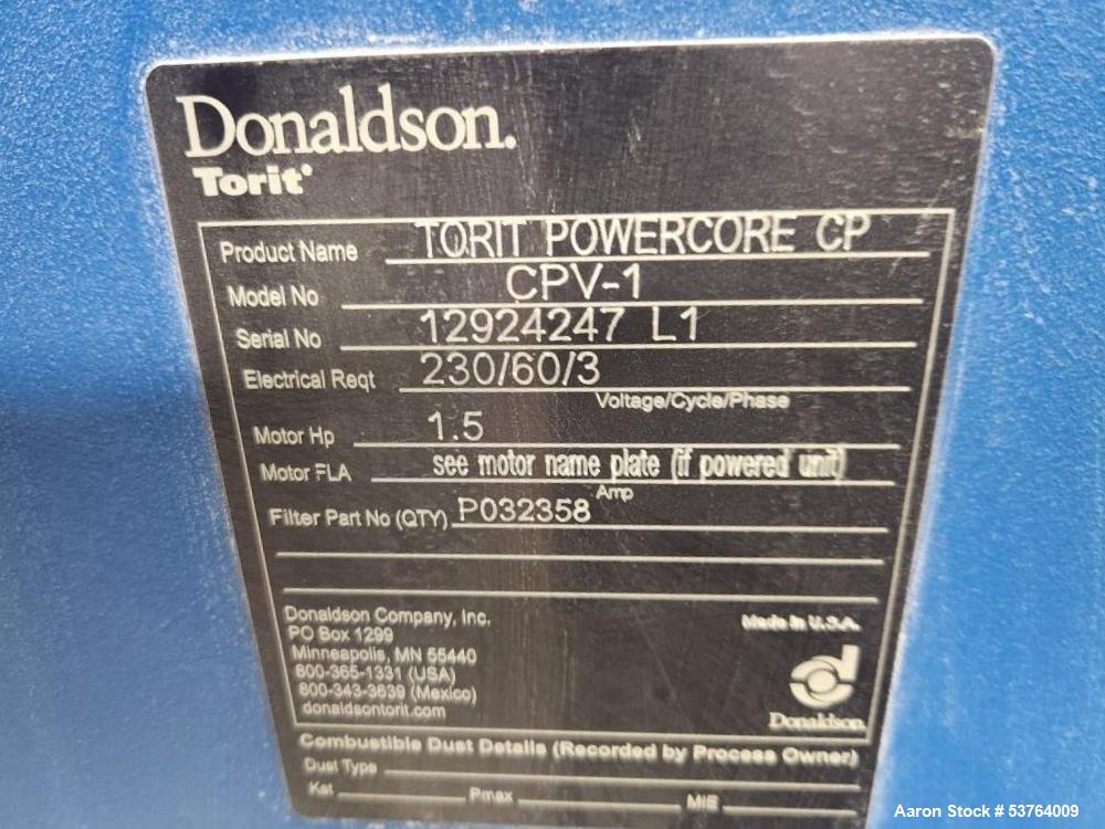 Used Donaldson CPV-1 Dust Collector with Filter Pack & Hopper