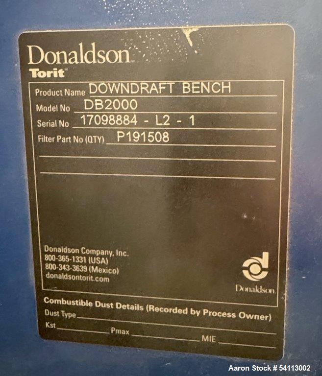 Used Donaldson Torit Downdraft Bench | Model DB-2000 | 2000 CFM | Pulse Jet Cleaning