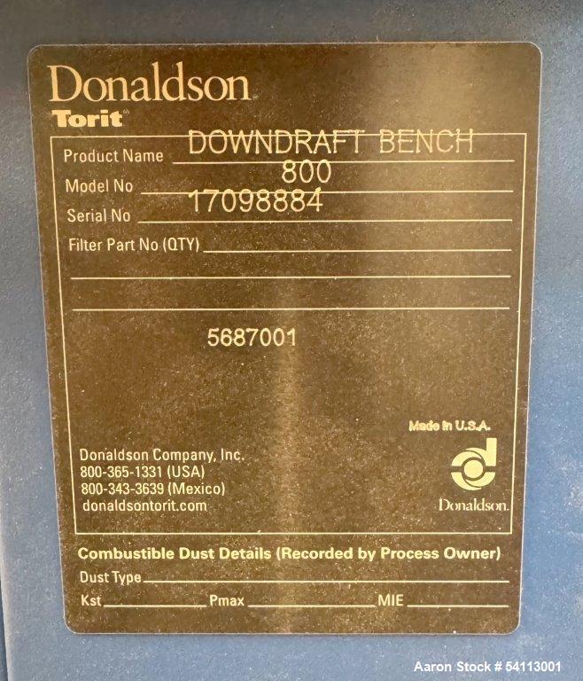 Used Donaldson Torit Downdraft Bench | Model DB-800 | 700 CFM | 60 Sq Ft Filter Area