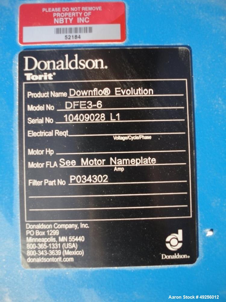 Used Donaldson Torit Downflo Evolution Dust Collector, Model DFE3-6