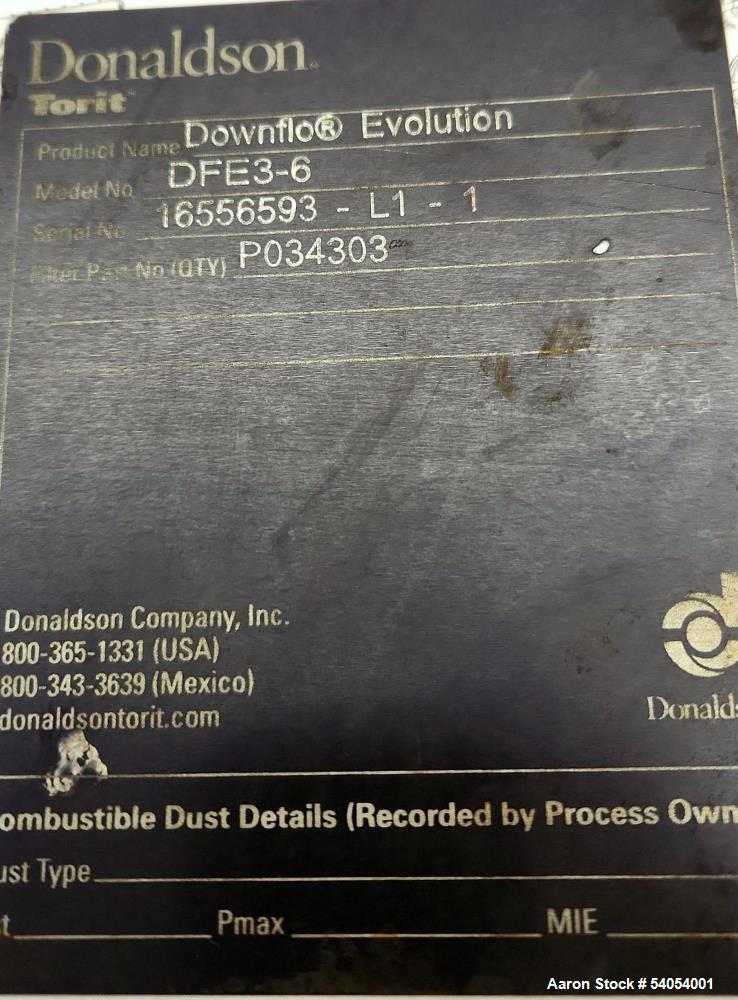 Used Donaldson Downflo Evolution Dust Collector – Model DFE3-6 | 6 Filters | 1,524 sq. ft. Ultra-Web Media