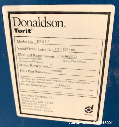 Donaldson Torit DFO 3-3 Cartridge Style Dust Collector