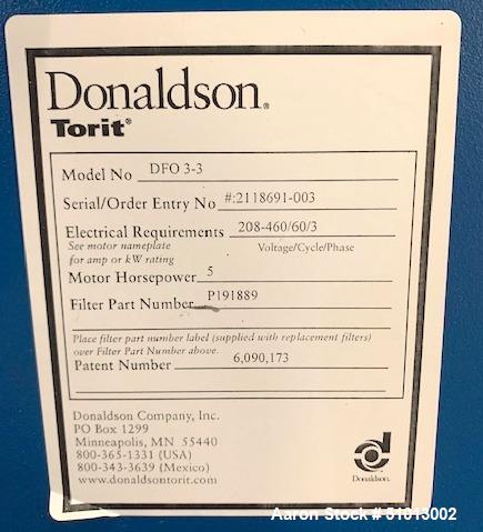 Used Donaldson Torit Dust Collector, Model DFO 3-3