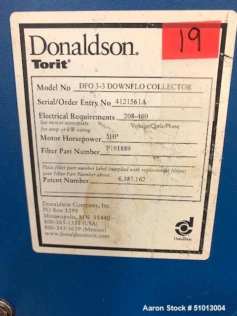 Used- Donaldson Torit Dust Collector, Model DFO 3-3 Downflo