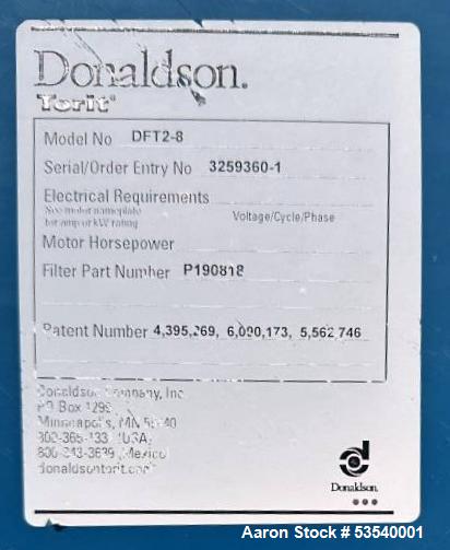 Donaldson Torit Cartridge Dust Collector,