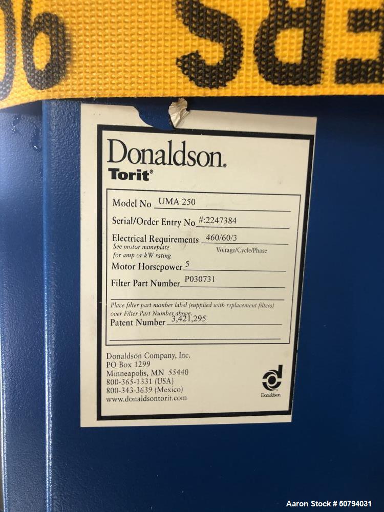 Used Donaldson Torit Unimaster Dust Collector, Model UMA250
