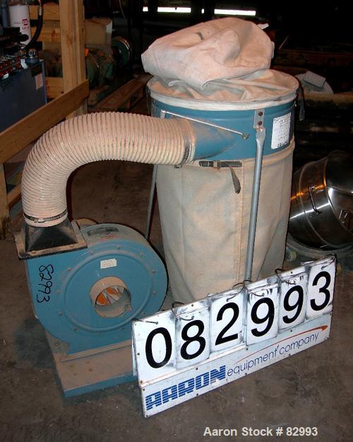 USED: Enco dry dust collector, model 150-3010, carbon steel. (2) approx 19" diameter x 30" long bags, approx 2.5 sq ft filter area. Includes a 1060 cfm, 2 hp, 3/60/230/460 volt, 1715 rpm blower. Moun...