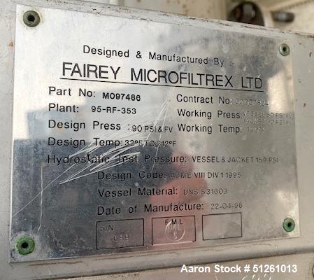Used Fairey Microfiltrex LTD (Porvair) Pulse Jet Filter System – 316L SS Dust Collector