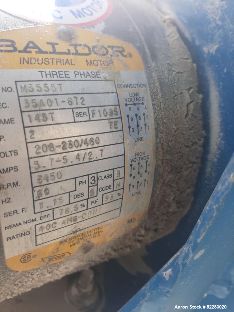 Used Farr Tenkay Cartridge Type Dust Collector, Model 2C. 800 CFM. Rated for 564 square feet filtering area with (2) cartridges measuring 12.75" diameter x 34.5" long. Includes 8" air inlet, 6.5" x 4...