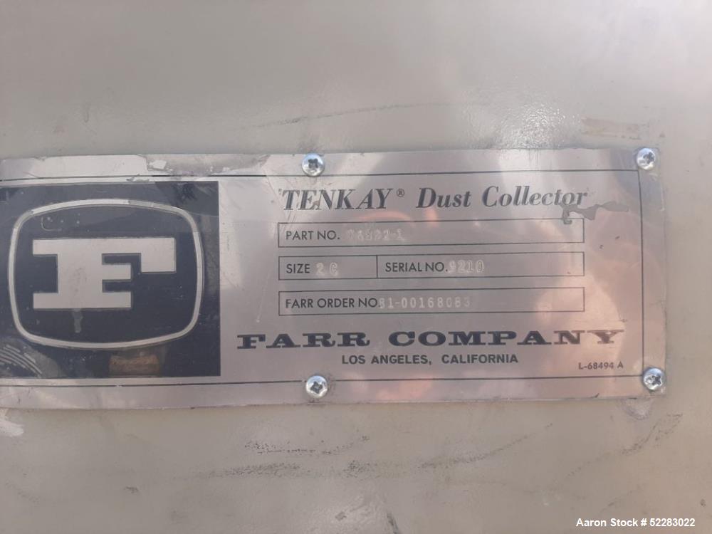 Used- Farr Tenkay Model 2C Cartridge Type Dust Collector. 800 CFM. Rated for 564 square feet filtering area with (2) cartrid...
