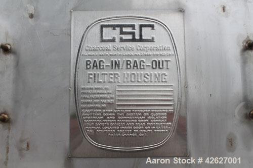 Used Flanders/CSC Air Filtration System, bag-in/bag-out containment housing. Contains (2) model H2W-212-1NB-3S filtration units, stainless ductwork.