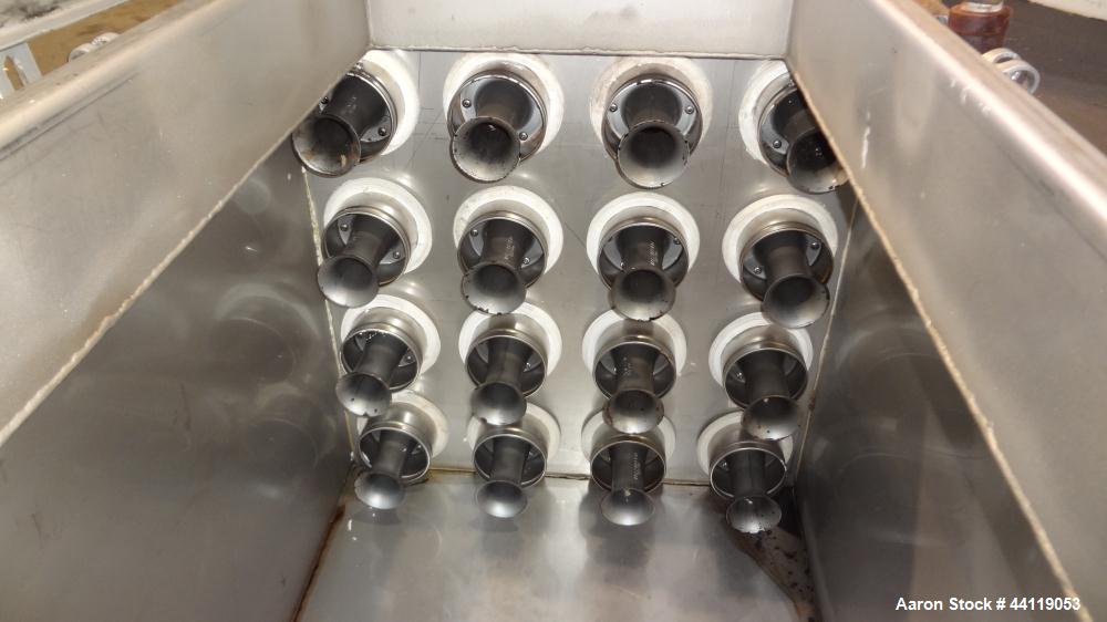 Used Flex-Kleen Pulse Jet Dust Collector, Model 58BVB16 III, 316 Stainless Steel. Approximate 117 square feet filter area. Housing measures long x wide x tall x 16” top carbon steel plenum x 38” cone...