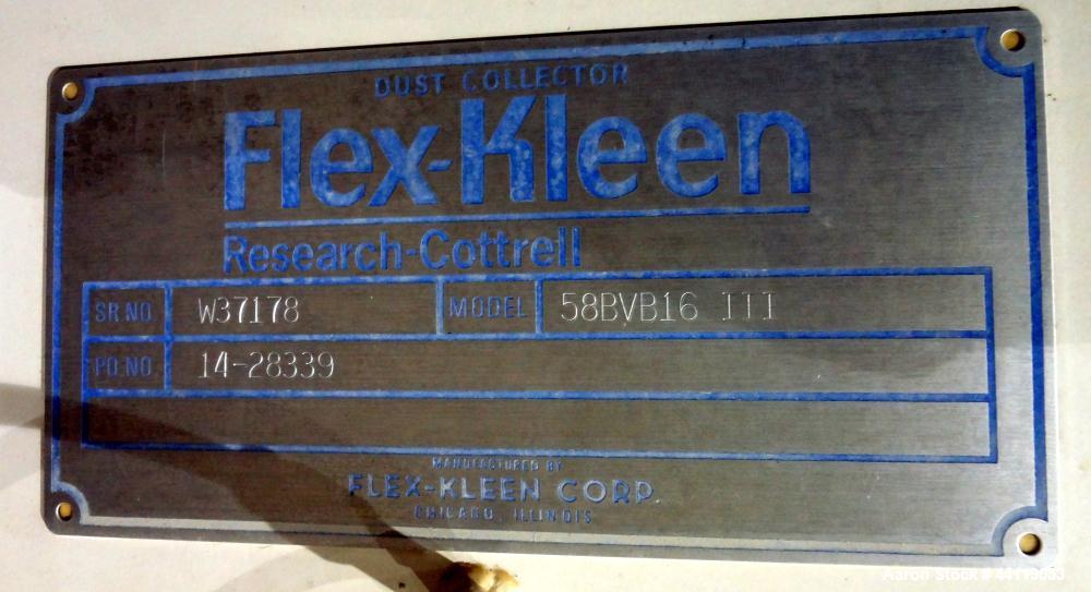 Used Flex-Kleen Pulse Jet Dust Collector, Model 58BVB16 III, 316 Stainless Steel. Approximate 117 square feet filter area. Housing measures long x wide x tall x 16” top carbon steel plenum x 38” cone...