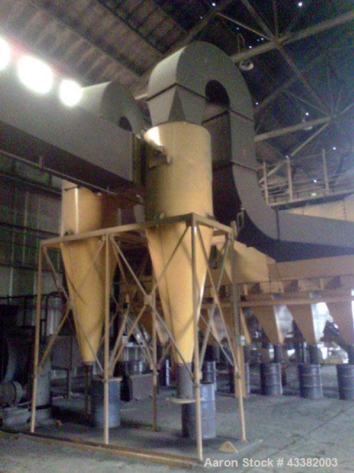 Used GBI Air Systems Dust Collector, Model GS108, Carbon steel construction. System includes Qty (9) individual units. Rated for 20,000 cfm @ 13" hg. Includes: Blower, cyclones and