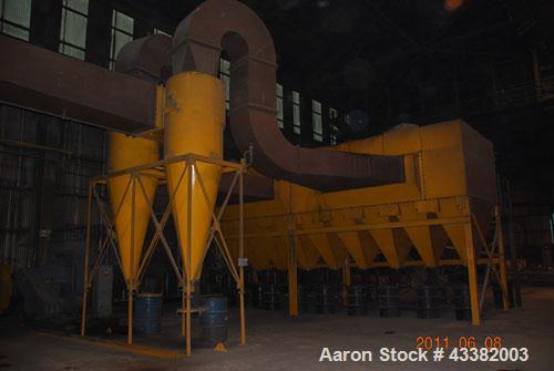 Used GBI Air Systems Dust Collector, Model GS108, Carbon steel construction. System includes Qty (9) individual units. Rated for 20,000 cfm @ 13" hg. Includes: Blower, cyclones and