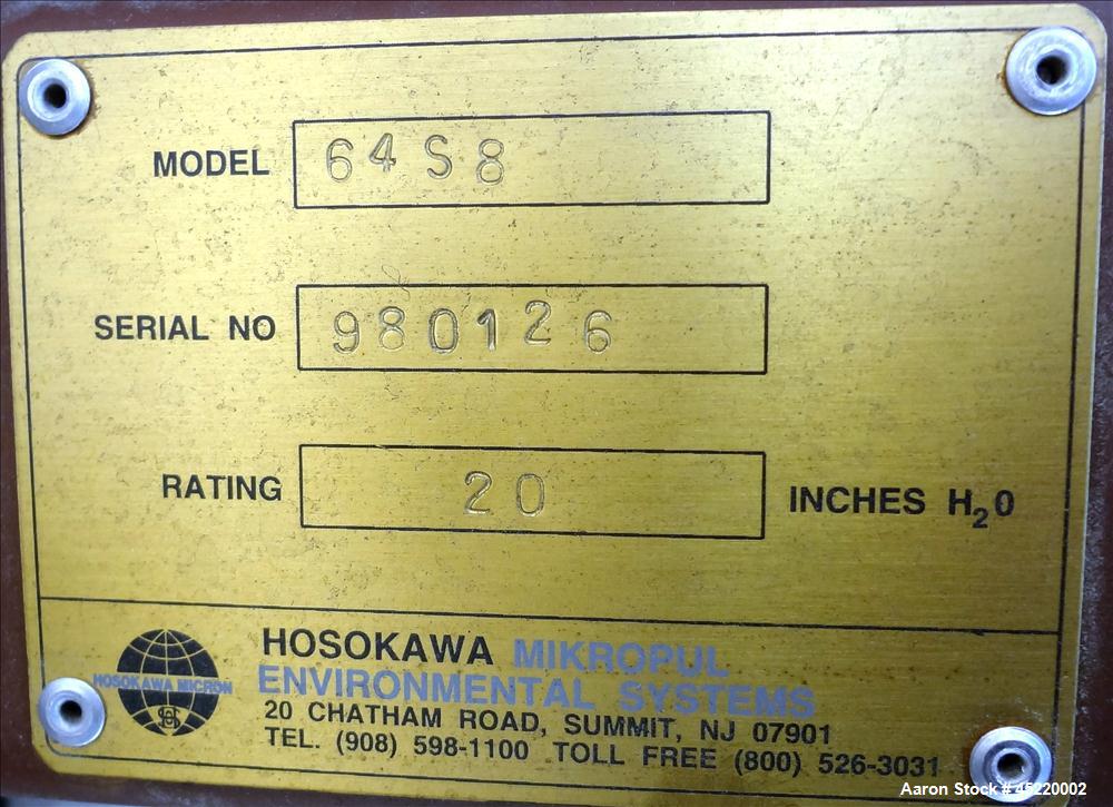 Used Carbon Steel Hosokawa Mikro-Pulsaire Pulse Jet Dust Collector, Model 64S