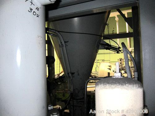 Used Hosokawa Micron Mikro-Pulsaire Pulse Jet Dust Collector, Model NTCP-36-8, 334 Square Filter Area. Carbon steel housing 60" diameter x 96" tall, 20" top plenum, coned bottom. Round type bags and ...