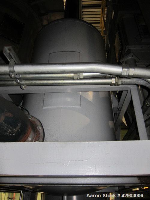 Used Hosokawa Micron Mikro-Pulsaire Pulse Jet Dust Collector, Model NTCP-36-8, 334 Square Filter Area. Carbon steel housing 60" diameter x 96" tall, 20" top plenum, coned bottom. Round type bags and ...