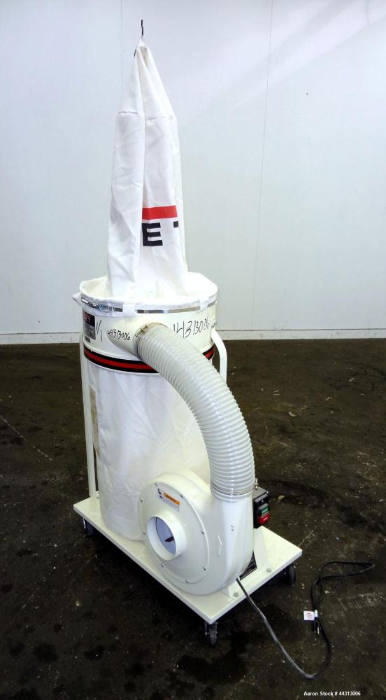 Used JET Dust Collector, Model DC-1100A, Carbon Steel. Approximately 1100 cfm. 20” Bag diameter, collection capacity 5.3 cubic feet.  Includes a 1-1/2 hp, 1/60/115/230 volt, 3450 rpm blower. Mounted ...