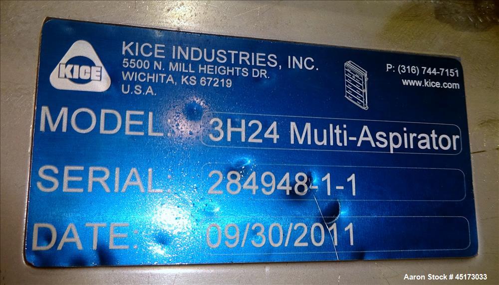 Used Kice Multi-Aspirator, Model 3H24 Multi-Aspirator, 304 Stainless Steel