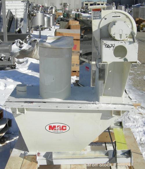 Used: MAC bin vent pulse jet dust collector, model 19AVC2, carbon steel. Approx 34 square feet filter area. (2) cartridge style filters. Includes a top mounted 1/2hp, 3/60/208-230/460 volt, 3450 rpm ...