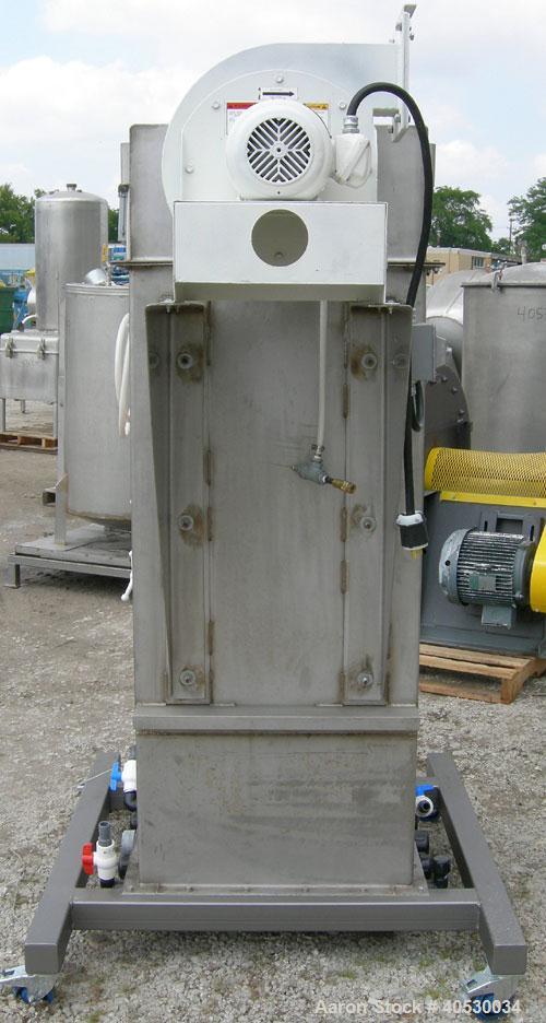 Used MAC Bin Vent Pulse Jet Dust Collector, Model 54AVS9, 304 stainless steel. Approximately 67 square feet filter area, 3.6 SCFM. Housing measures 26" wide x 26" long x 58" tall x 12" top plenum. (9...