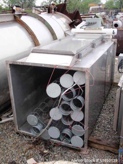 Used 138 Square Foot MAC Dust Collector, model 72AVS16-2. Stainless steel construction, (16) 5.5" diameter x 6' long bags, pulse jet, with 2 hp 230/460 volt blower.
