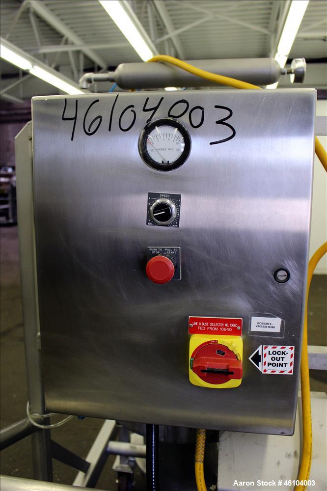 Used Marchant Schmidt Portable Sanitary Dust Collector System, Model SDC1300, 304 Stainless Steel. Approximately 1300 cfm, 25 square foot filter are. Approximately 24" diameter x 48" straight side, 8...