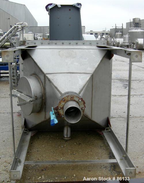 USED: Mikro Pulsaire pulse jet dust collector, model 36S3TR, 304 stainless steel, approximate 140 square feet filter area. Housing measures 48" wide x 48" long x 41" straight side x 43" cone bottom x...