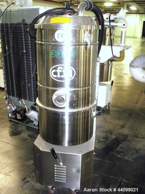 Used Nilfisk Industrial Vacuum Cleaner, Model 3306 AXX, Stainless Steel. Approximately 20 square feet surface area, 2.55 kw blower, 250/440V, 3 phase, portable design, serial # 00AE625, built 2004.