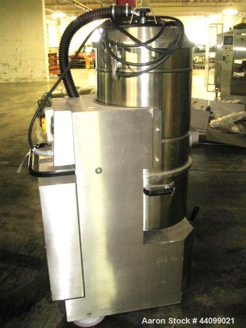 Used Nilfisk Industrial Vacuum Cleaner, Model 3306 AXX, Stainless Steel. Approximately 20 square feet surface area, 2.55 kw blower, 250/440V, 3 phase, portable design, serial # 00AE625, built 2004.