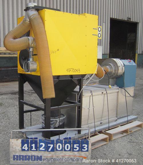 Used Plymovent Cartridge Type Dust Collector, model BM-2, carbon steel. Housing 31" wide x 41" long x 45" tall x coned bottom with collection can. (2) 12 3/4" diameter x 29 1/2" long cartridge filter...