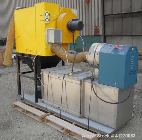 Used Plymovent Cartridge Type Dust Collector, model BM-2, carbon steel. Housing 31" wide x 41" long x 45" tall x coned bottom with collection can. (2) 12 3/4" diameter x 29 1/2" long cartridge filter...