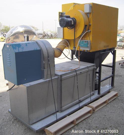 Used Plymovent Cartridge Type Dust Collector, model BM-2, carbon steel. Housing 31" wide x 41" long x 45" tall x coned bottom with collection can. (2) 12 3/4" diameter x 29 1/2" long cartridge filter...